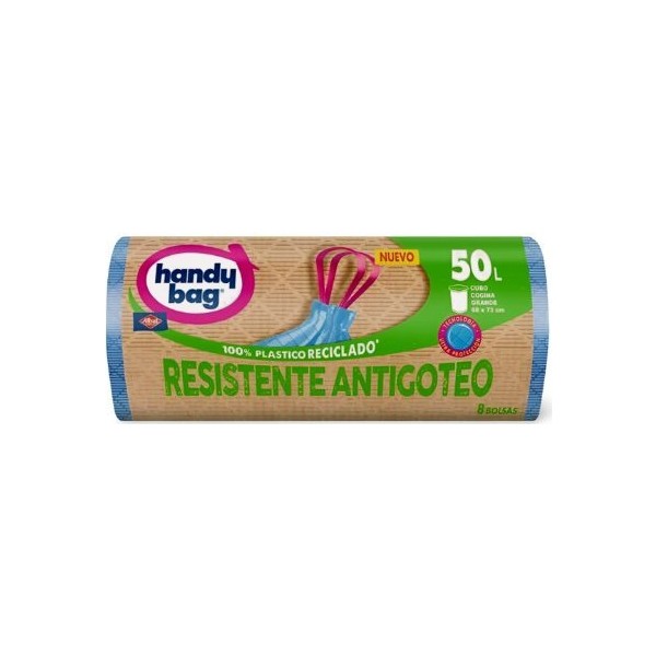 Handy Bag Bolsas de Basura Antigoteo 50L 8 Unidades