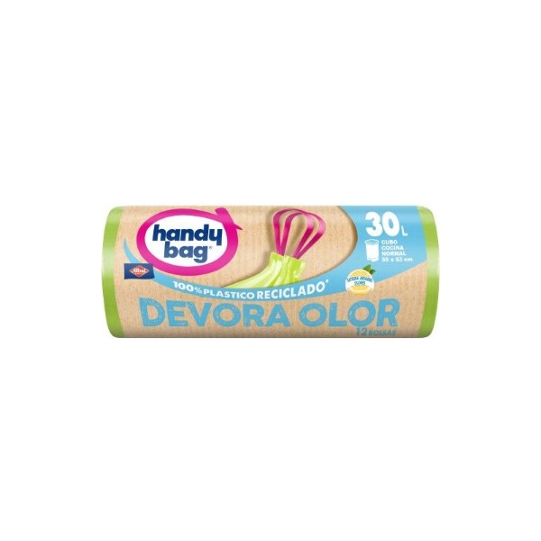 Handy Bag Bolsas de Basura Devora Olor 30L 12 Unidades
