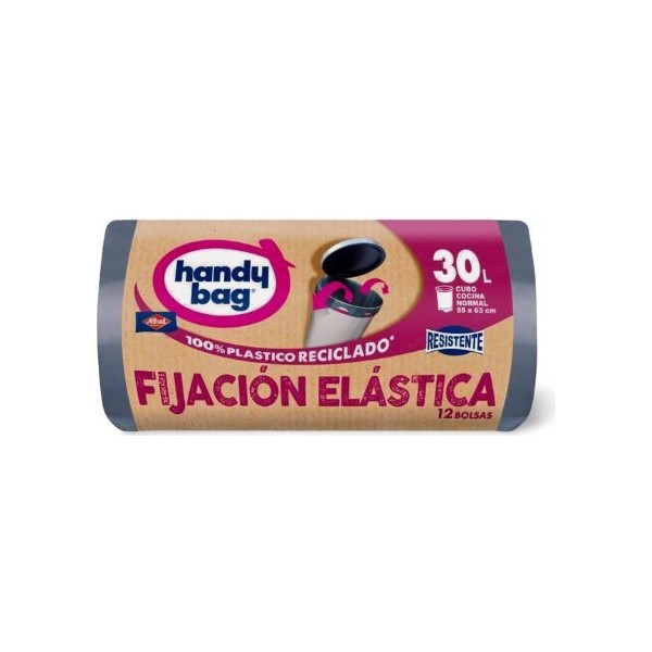 Handy Bag Bolsas de Basura con Fijación Elástica 30L 12 Unidades