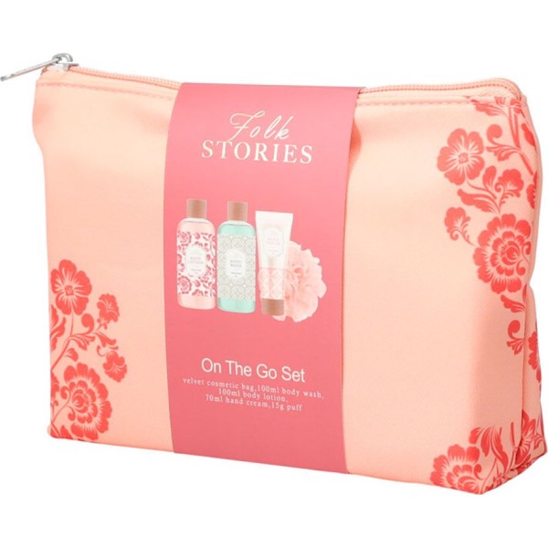 Estuche Neceser Folk Stories Gel, Loción, Crema de Manos y Espuma de Baño