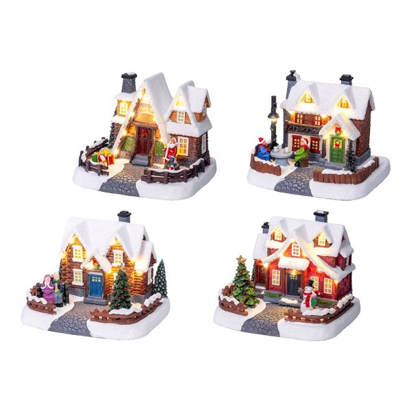 Casita Navidena LED con Luz Fija Modelos Variados